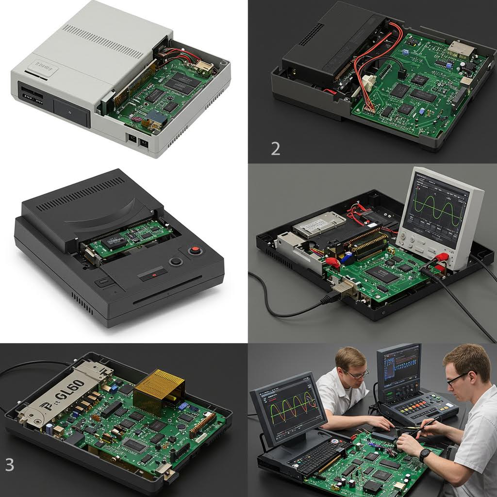 분해된 전자 장치 내부의 회로와 보드가 드러나며 협력적 시스템 설계의 구조적 원리를 보여주는 장면