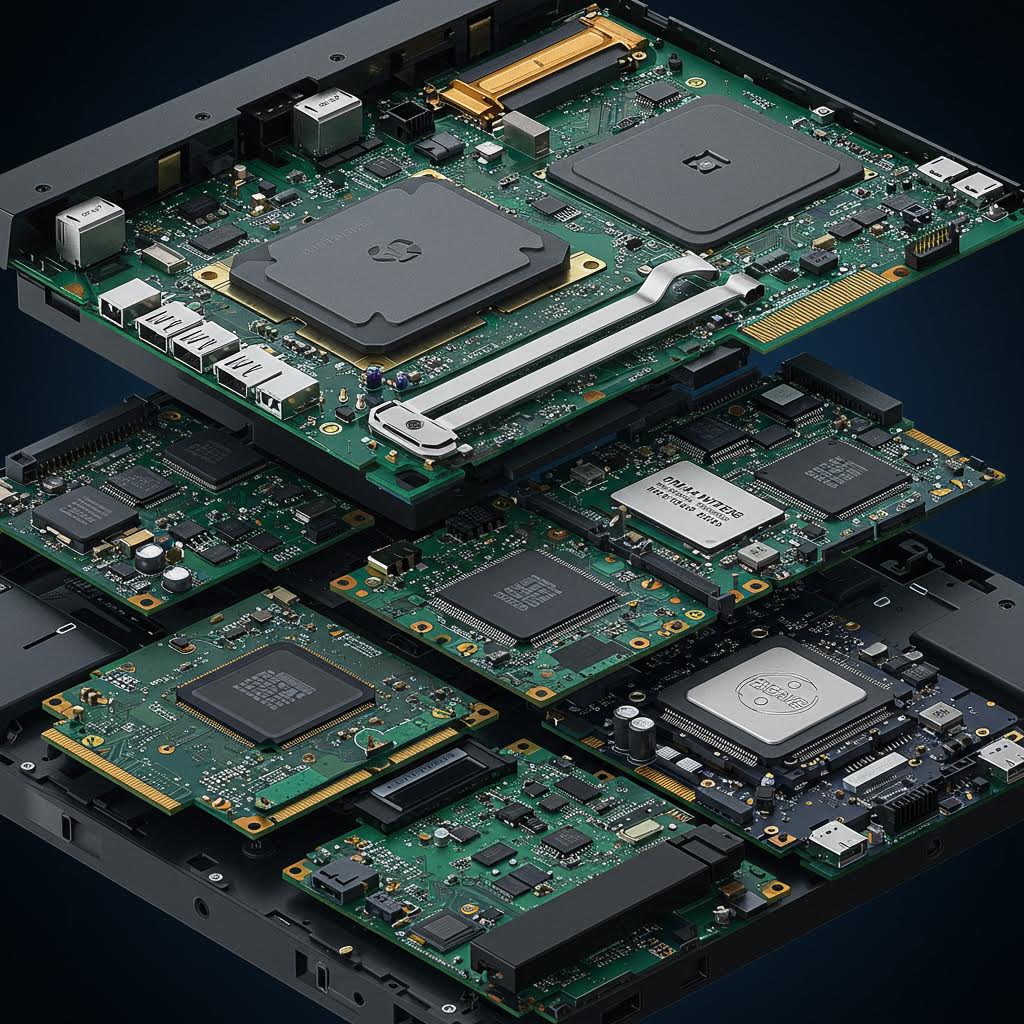 겹겹의 회로가 정교하게 맞물리며 루믹스솔루션의 하드웨어 설계 철학이 드러나는 구조의 인상