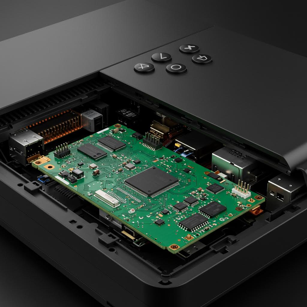 열려진 본체 안 회로 기판의 정교한 배치가 루믹스를 닮은 구축 원리를 은유하며 기술적 흐름을 드러내는 순간