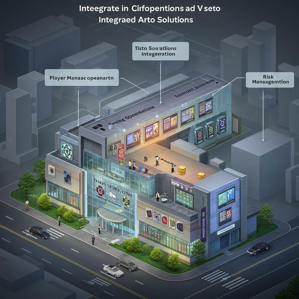 루믹스솔루션 통합 아르토 솔루션으로 구현된 카지노 운영 시스템 3D 렌더링.