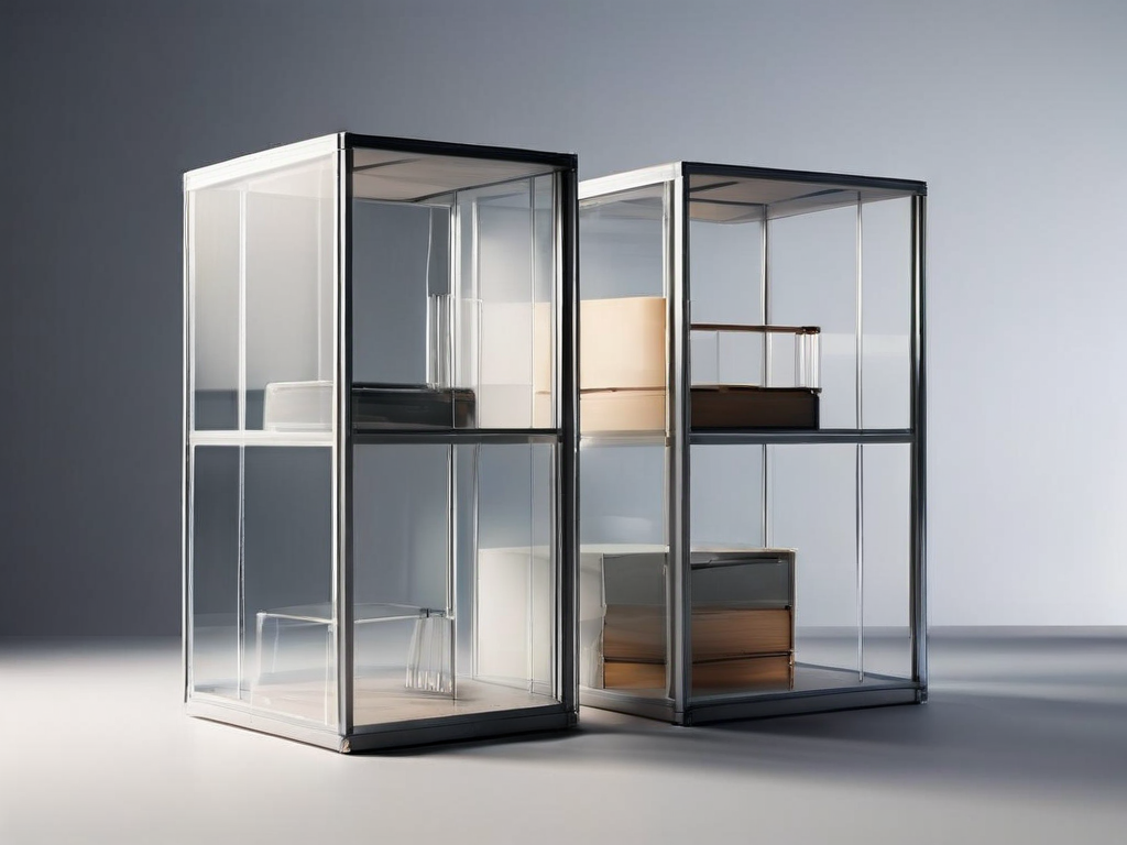 Two clear archive boxes stacked vertically with internal dividers, representing organized price list comparison in Excel Online.